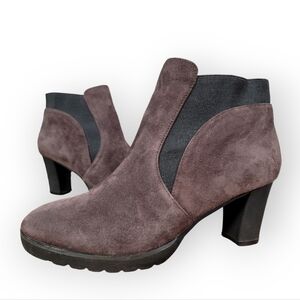 Sacha London Suede Booties with Heels Slip on Chelsea Boots Size 7.5